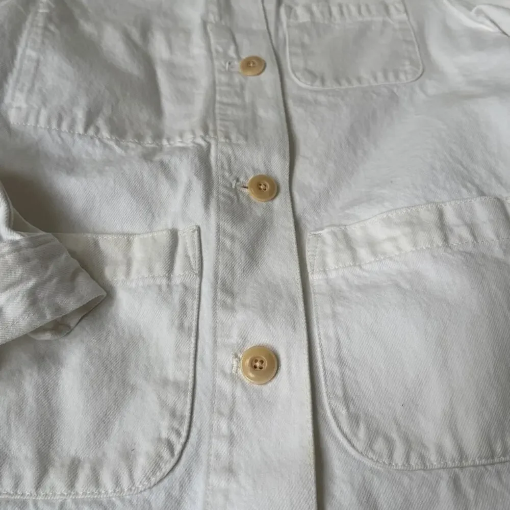 J‎ Crew White Garment-dyed chore jacket XS white
